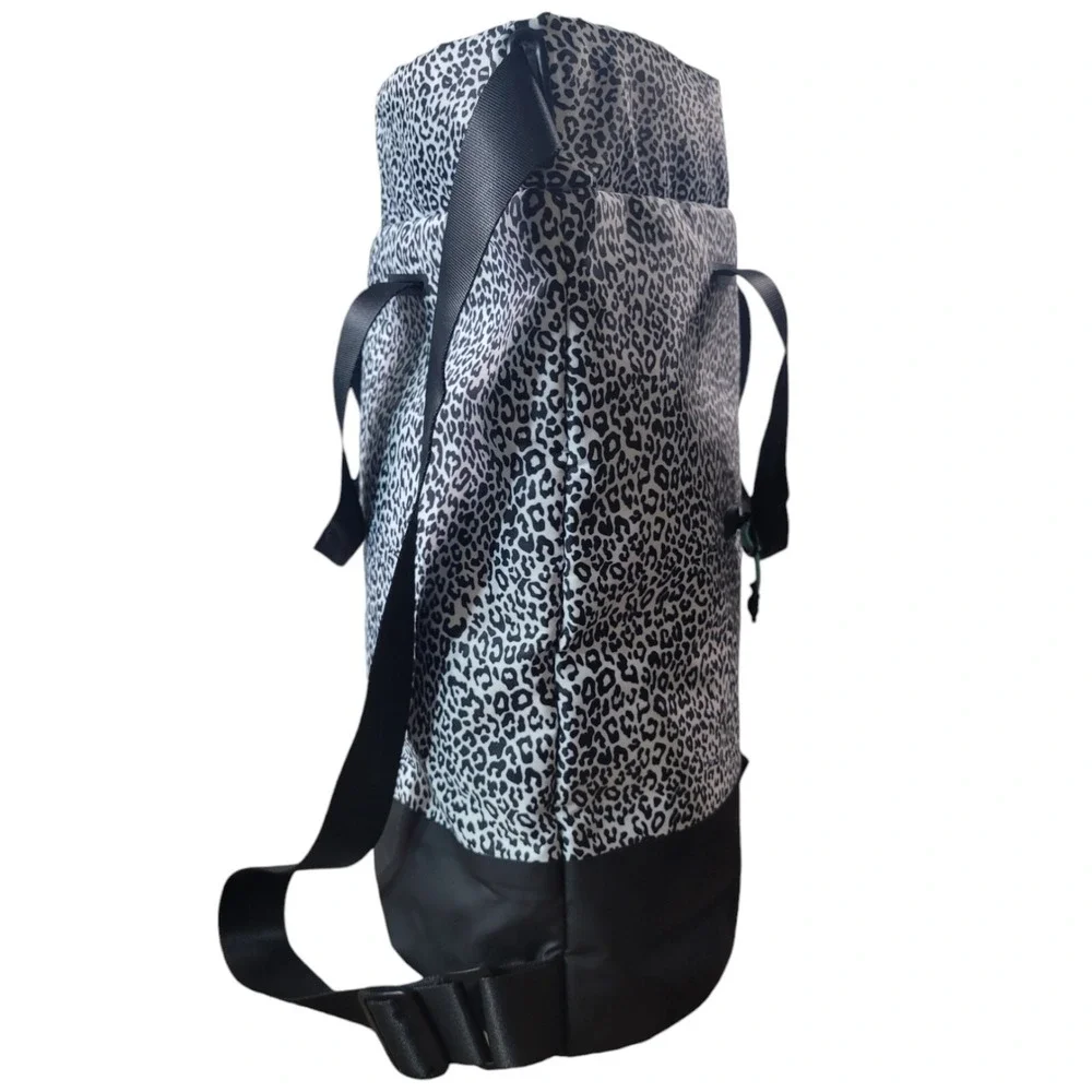 Vooray Cinch Backpack OS Leopard Print Nylon Water Resistant Gym Tote Bag Travel